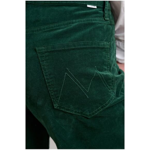 MOTHER The Ditcher Roller Zip Sneak Jeans Dark Green Corduroy Denim Flare 26 - Picture 4 of 12